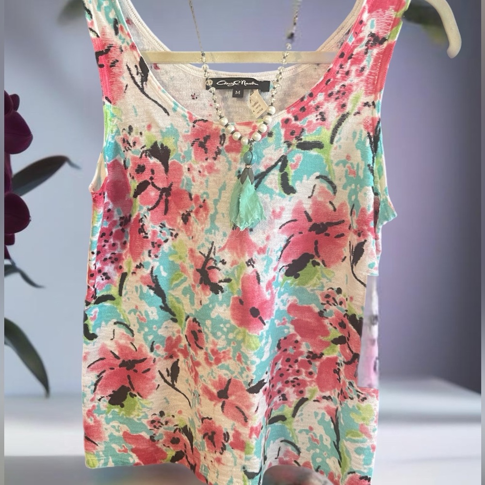 Cheryl Nash floral tank top NWT Medium